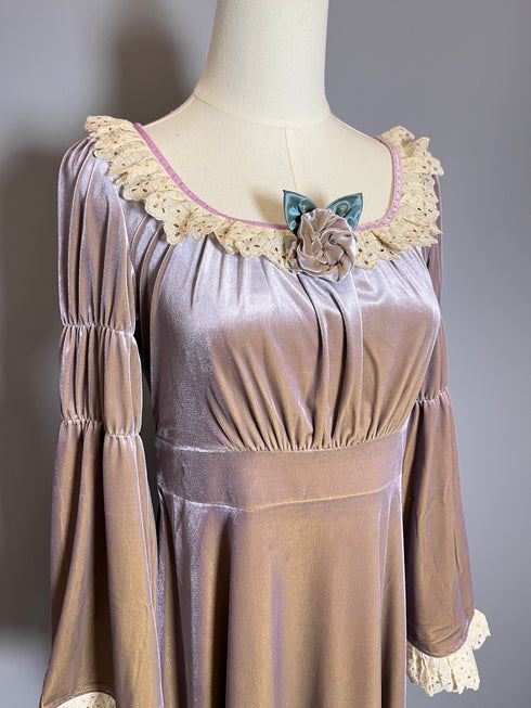 Vintage Lavender Velvet Gunne Sax Dress with Lace Trim and Bell Sleeves – Purple Gunne Sax Dresses 70s Plus SIze